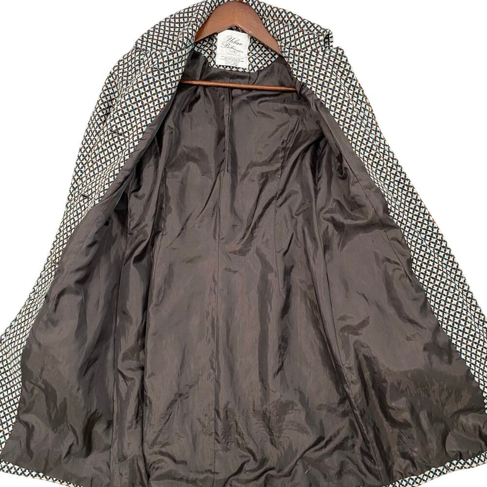 Urban Behavior Wool Blend Coat Geometric Pattern Button Front XS 60s Mod - Picture 5 of 10